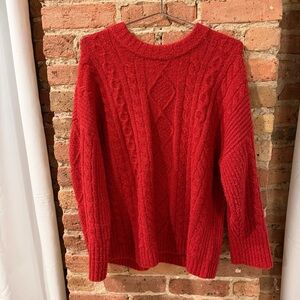 Abercrombie & Fitch Red Cable Knit Sweater
